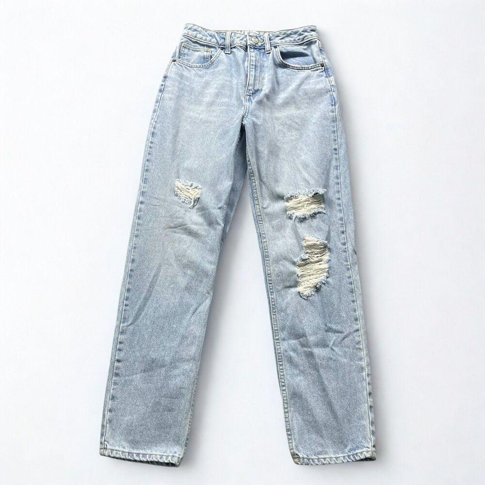 BDG Womens W27 L28 Mom Jeans High Rise Light Wash Distressed 90s Inspired